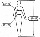 Example of an EN13402 standard clothes size pictogram label