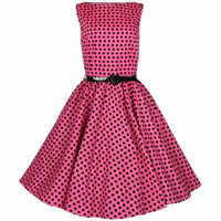 Fifties Style Pink Dress with black polka dots